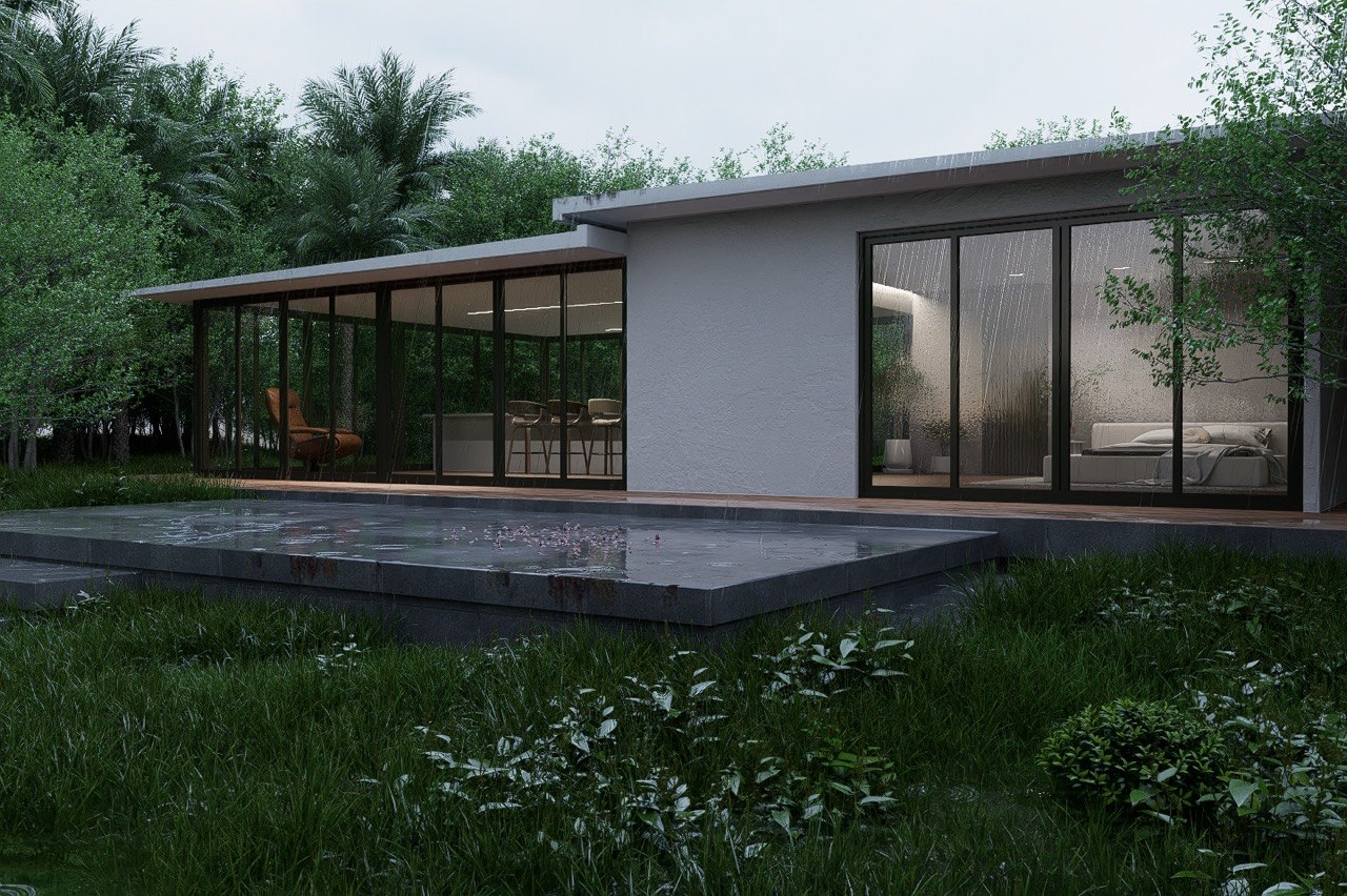 Contemporary residential exterior architectural CGI